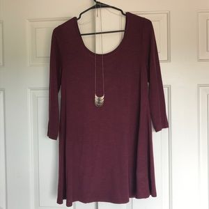 Cute Maroon Lace Up Back Dress